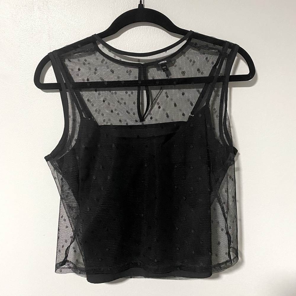 Black lace crop top